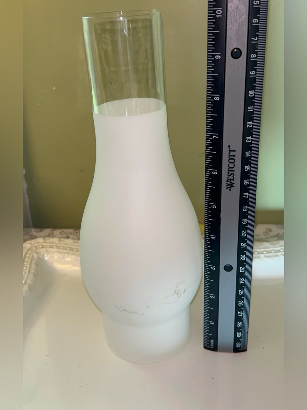 3/4 frosted glass oil lamp chimney/hurricane shade 10in tall